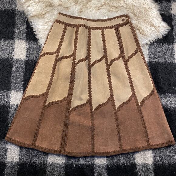 Vintage 70s young east brown suede a line skirt 13/14 - Picture 14 of 16